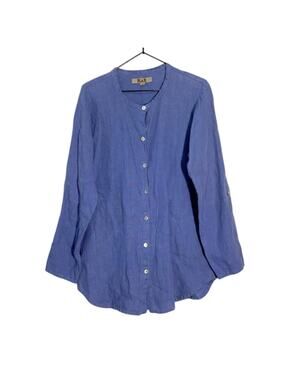 FLAX Women's Blue Longsleeve Shirt Linen Lagenlook boho Sz 4-6